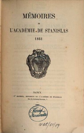 Mémoires de l'Académie de Stanislas, 1861 (1862)