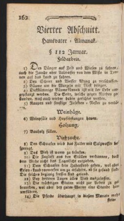 Vierter Abschnitt. Hausvater-Almanak.