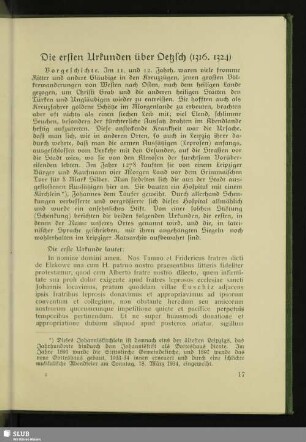 Die ersten Urkunden über Oetzsch (1316. 1324)