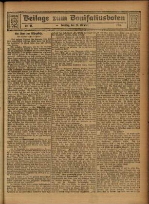 Zweite Ausgabe vom Sonntag, den 29. Oktober 1916.