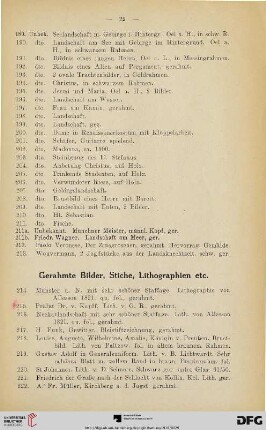 Gerahmte Bilder, Stiche, Lithographien etc. (Nr. 214-247)