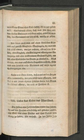 VIII. Ueber das Gebet des Pharisäers.