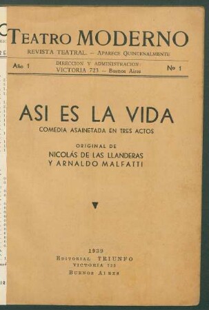 1939000100: Así es la vida : comedia asainetada en tres actos