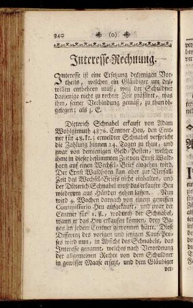 Interesse-Rechnung. - Ausrechnung des Interusurii, oder Rabats.