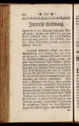 Interesse-Rechnung. - Ausrechnung des Interusurii, oder Rabats.