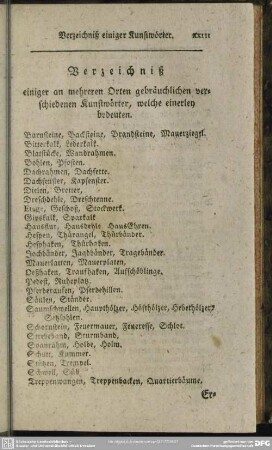 Verzeichniß einiger an mehreren Orten gebräuchlichen verschiedenen Kunstwörter, welche einerley bedeuten
