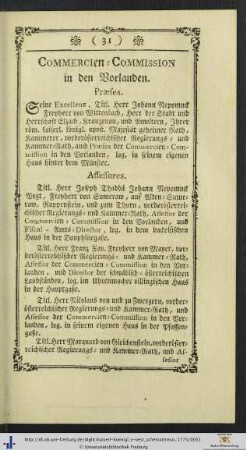 Commercien-Commission in den Vorlanden.