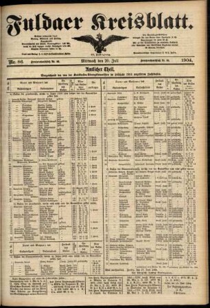 Zweite Ausgabe vom Mittwoch, den 20. Juli 1904.