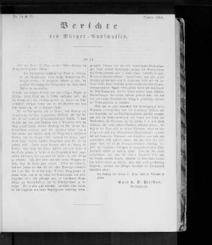 Nr. 14 & 25 Bericht des Bürger-Ausschusses. October 1861