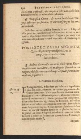 Postexorcizatio Secunda, Quae est praeceptum spiritibus in corpore remanentibus, faciendum.