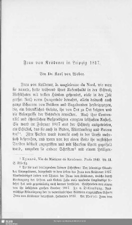 Frau von Krüdener in Leipzig 1817