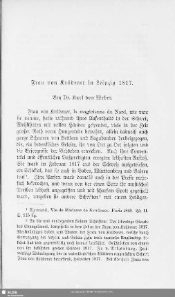 Frau von Krüdener in Leipzig 1817