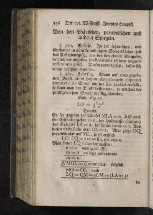 Von den sphärischen, parabolischen und andern Spiegeln.