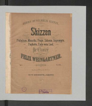Skizzen : Präludium, Mazurka, Frage, Scherzo, Improptu, Fughette, Ende von Lied ; op 1 ; für Clavier