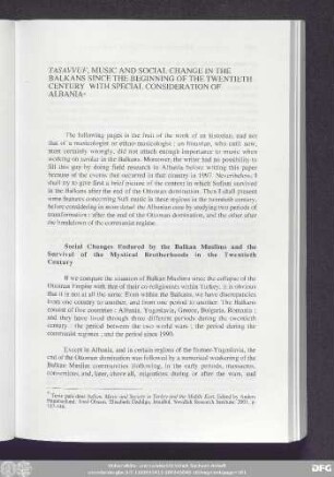 Tasavvuf, Music And Social Change In The Balkans Since The Beginning Of The Twentieth Century With Special Considerations Of Albania