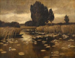 Marie Moritz - Seerosenteich bei Nacht, dunkel gemalt