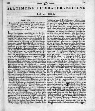 Historisch-politische Zeitschrift. Jg. 1832. Hrsg. v. L. v. Ranke. Hamburg: Perthes 1832