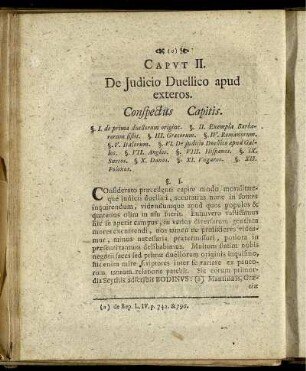 Caput II. De Judicio Duellico apud exteros.