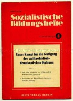 Schulungsheft der SED zur demokratischen Umgestaltung in der Sowjetischen Besatzungszone