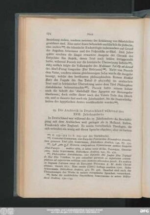 19. Die Arabistik in Deutschland während des XVII. Jahrhunderts