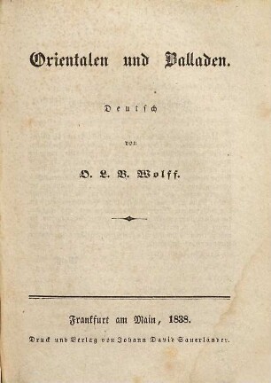 Victor Hugo's sämmtliche Werke, 16. Orientalen und Balladen