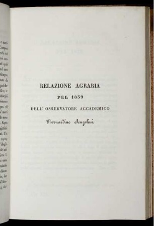 Relazione Agraria Pel 1839 Dell' Osservatore Accademico