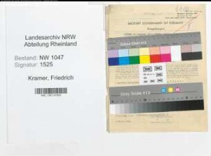 Entnazifizierung Friedrich Kramer , geb. 26.01.1902 (Polizeibeamter)
