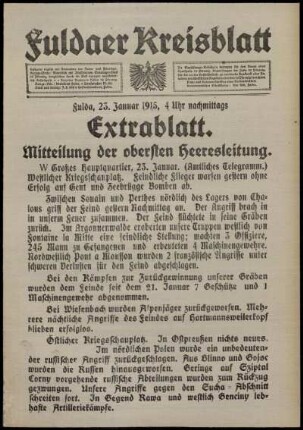 Zweite Ausgabe vom Samstag, den 23. Januar 1915.