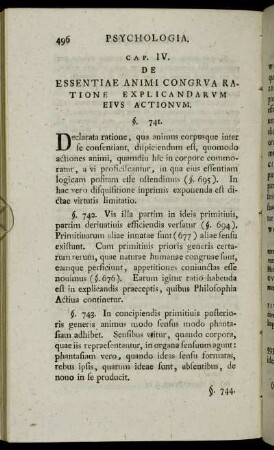 Cap. IV. De Essentiae Animi Congrua Ratione Explicandarum Eius Actionum