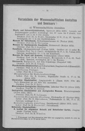Verzeichnis der Wissenschaftlichen Anstalten und Seminare