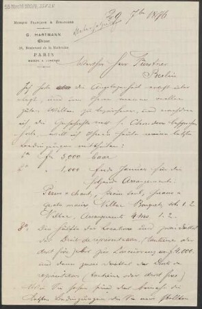 Brief an Adolph Fürstner : 29.09.1876