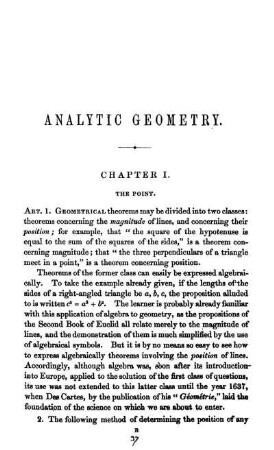 Analytic Geometry. Chapter I. The Point.