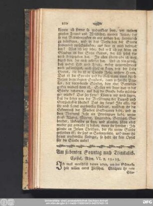 Am siebenten Sonntag nach Trinitatis. Epistel, Röm. VI. v. 19 - 23.