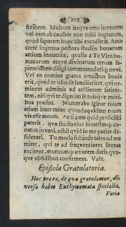 Epistola Gratulatoria.