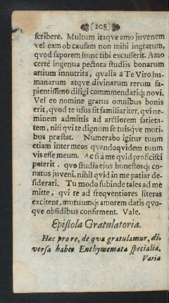 Epistola Gratulatoria.
