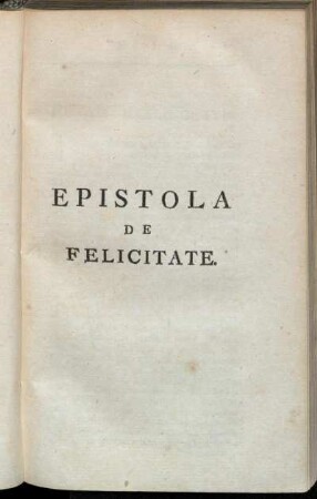 Epistola De Felicitate.
