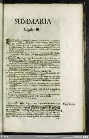 Summaria Capitis III.