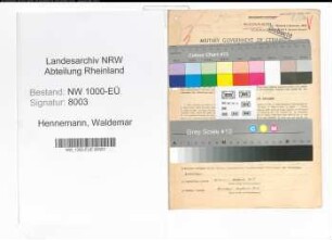 Entnazifizierung Waldemar Hennemann, geb. 13.10.1903 (Reichsbahnrat)