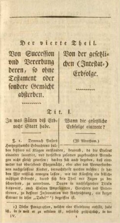 Tit. I. Wann die gesetzliche Erbfolge eintrete