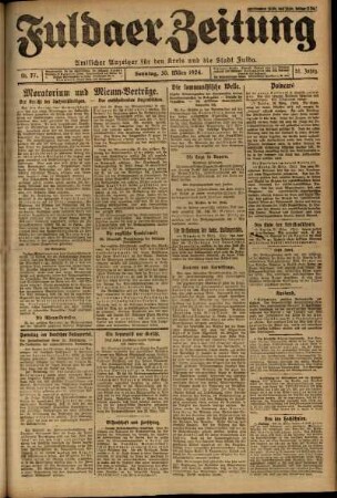 Erste Ausgabe vom Sonntag, den 30. März 1924.