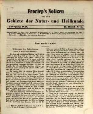 Froriep's Notizen aus dem Gebiete der Natur- und Heilkunde. 1858,2, 1858,2