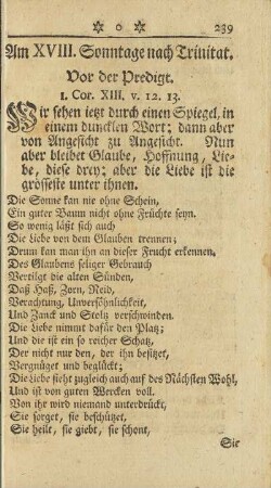 Am XVIII. Sonntage nach Trinitat