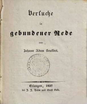 Versuche in gebundener Rede