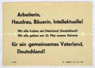 Aufruf des DFD an alle Frauen zur Einzeichnung beim Volksbegehren für deutsche Einheit