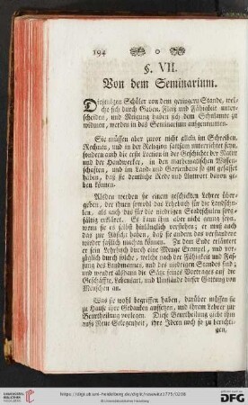 §. VII. Von dem Seminarium