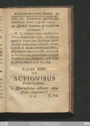 Caput XXIV. De Actionibus Feudalibus.