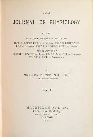 The journal of physiology. 1. 1878/79