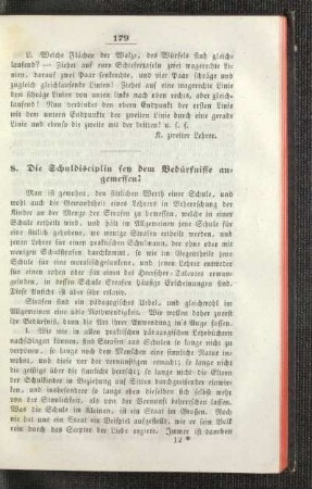 ¬Die¬ Schuldisciplin sey dem Bedürfnisse angemessen!