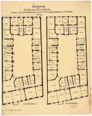 Wohnhaus mit Volkskaffeehaus Chausseestraße, Berlin: Grundrisse 1.-4.OG 1:100