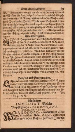 Käyserlicher Immediat-Völcker Verpflegungs-Ordonnanz.